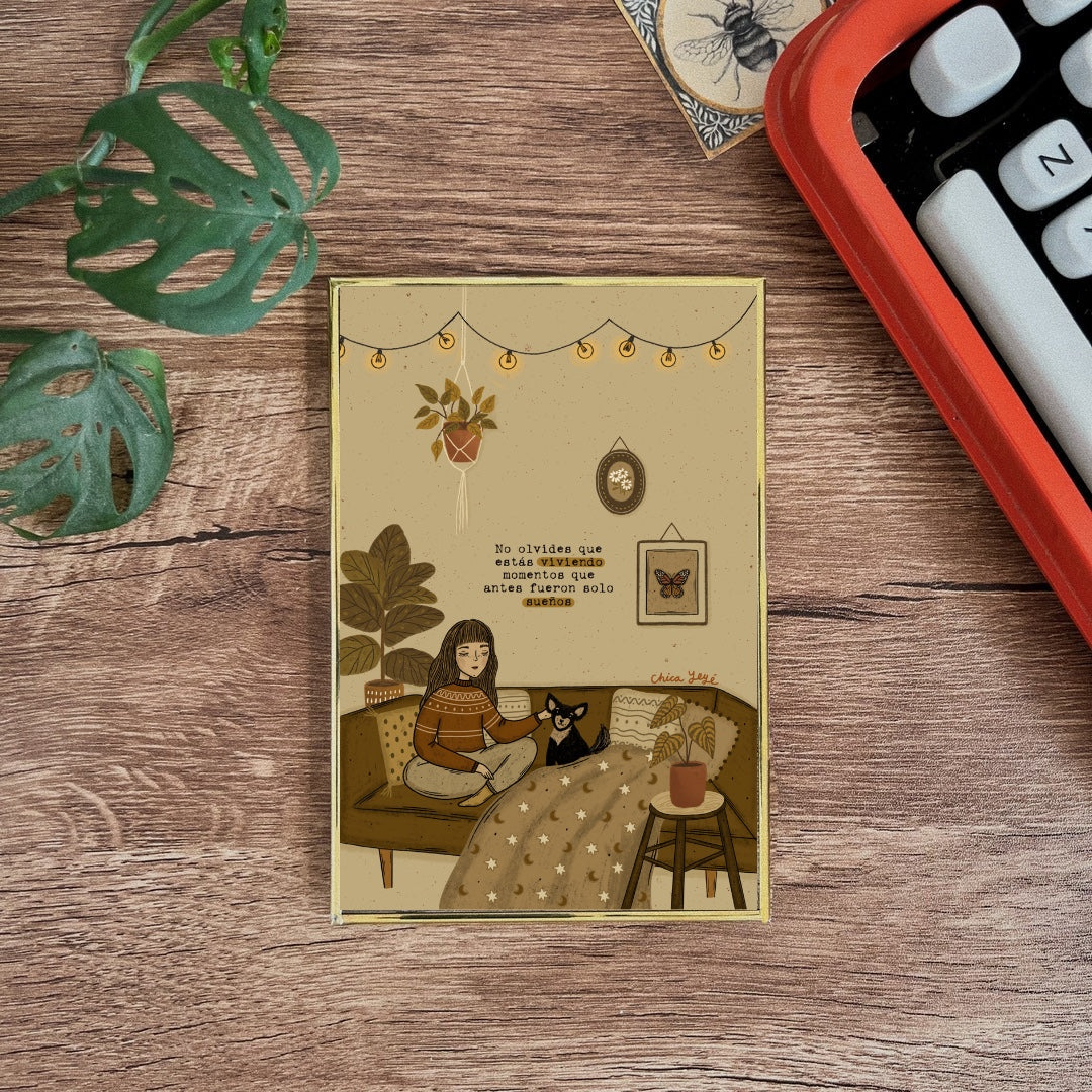 Postal enmarcada /No olvides que está viviendo