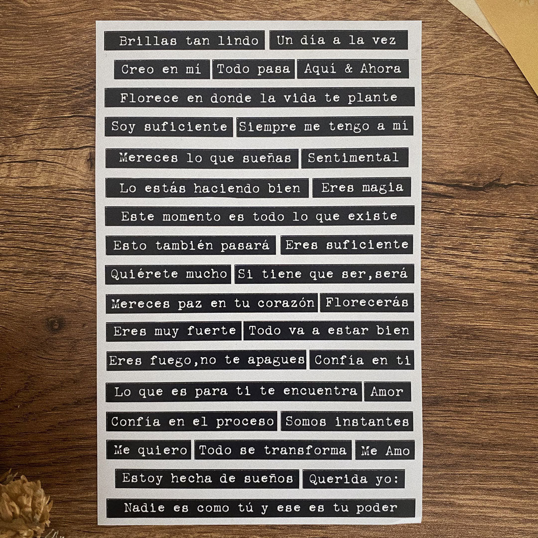 Planilla de stickers/ Frases