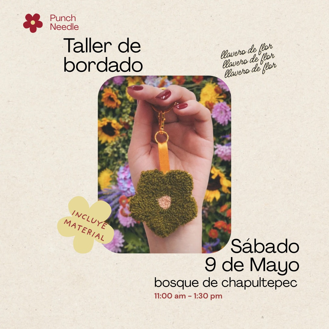 Taller presencial de bordado | Llavero flor