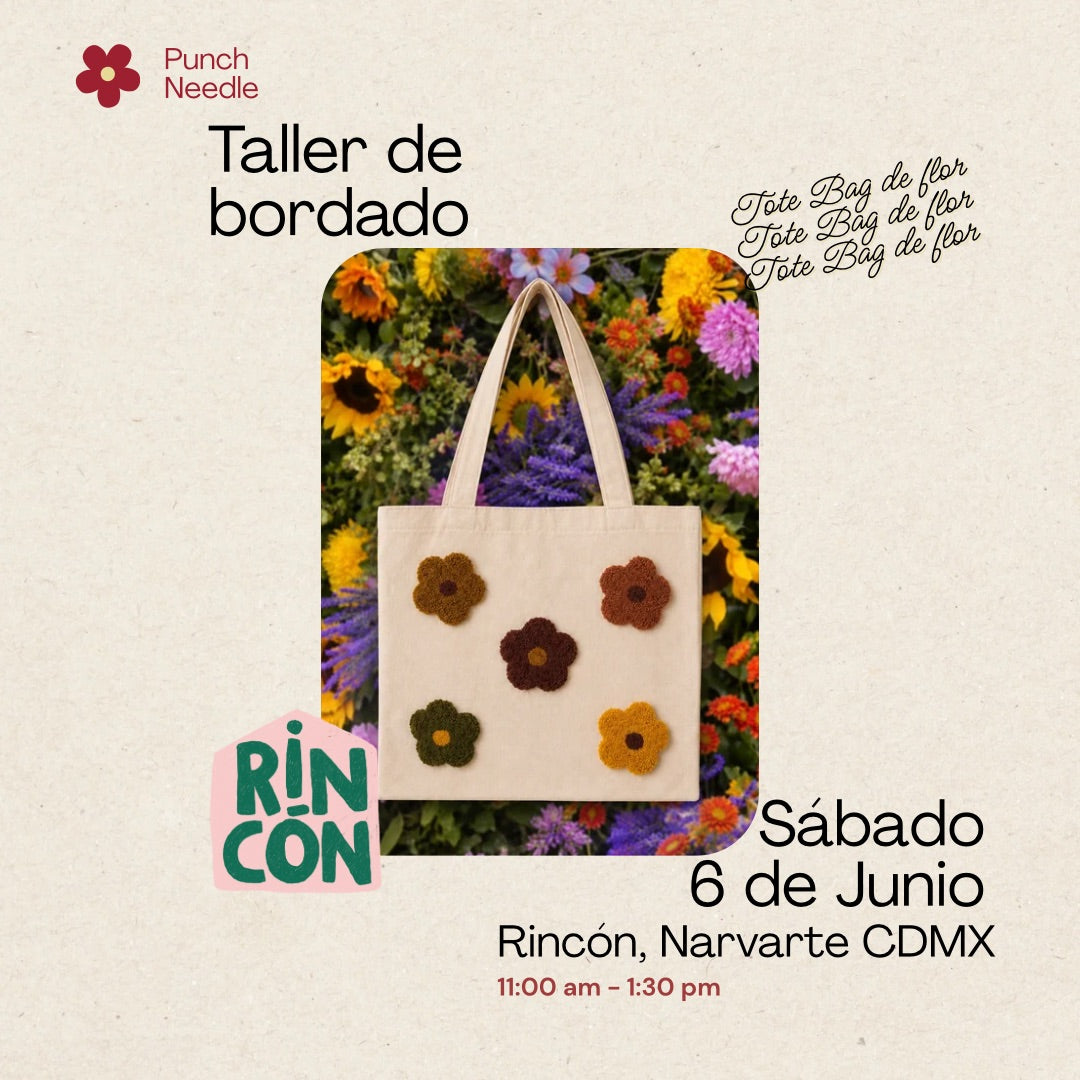Taller presencial de bordado | Tote Bag con flores