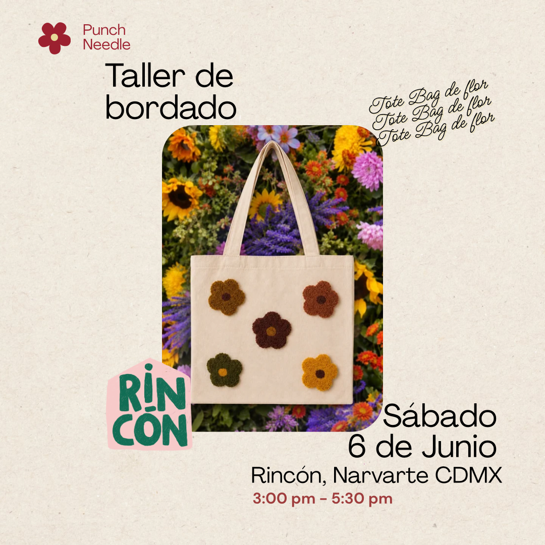 Taller presencial de bordado | Tote Bag con flores