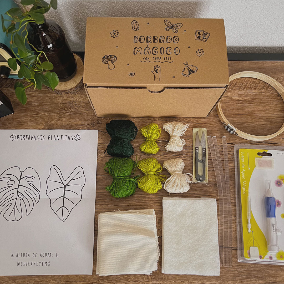 Kit de Punch Needle/ Portavasos Plantitas - Chica Yeyé Mx